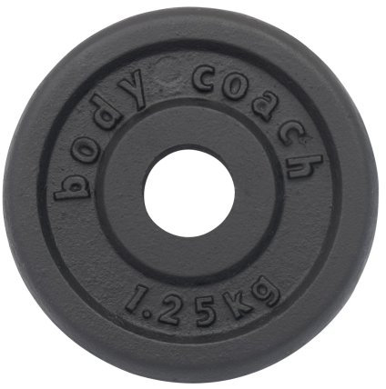 BODYCOACH Hantelscheiben Set 6 x 1,25kg Gusseisen schwarz Ø 11,5cm passend für 30mm Hantelstangen