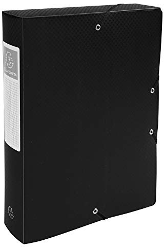 Exacompta 59881E Packung (mit 8 Archivboxen aus PP, 700µ, 24 x 32cm, ideal für Ihre Dokumente in Format DIN A4, Rücken 60mm) schwarz, 8 Stück