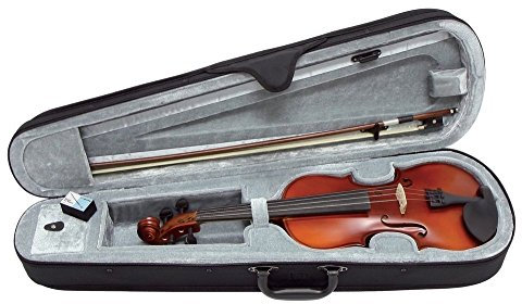 GEWApure Violingarnitur EW Ebenholz 1/2 spielfertig mit Kinnhalter, Feinstimmsaitenhalter, Bogen, Kolophonium, Etui mit Tragegurt