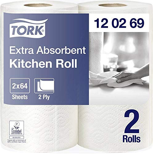 TORK 120269 Papier d'Essuyage Rouleau Extra Absorbant, 15,36 m x 24 cm, 1 Paquet de 2 Rouleaux
