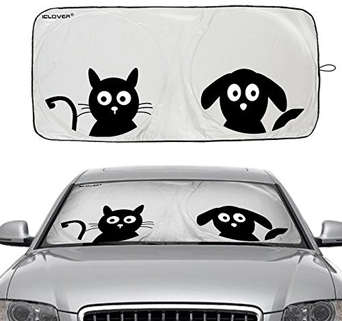 Parasol Coche Delantero Plegable, Divertido Parasol para Ventanilla, Protección Rayos UV, Coche Familiar Ordinario Pequeña Todoterrenos 150 x 84 cm