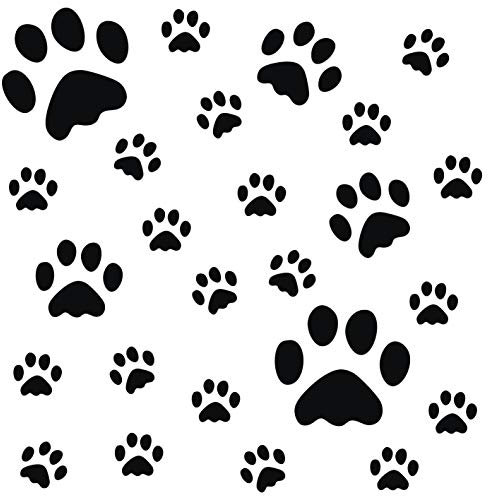 kleb-Drauf® | 25 Pfoten | Schwarz - matt | Wandtattoo Wandaufkleber Wandsticker Aufkleber Sticker | Wohnzimmer Schlafzimmer Kinderzimmer Küche Bad | Deko Wände Glas Fenster Tür Fliese