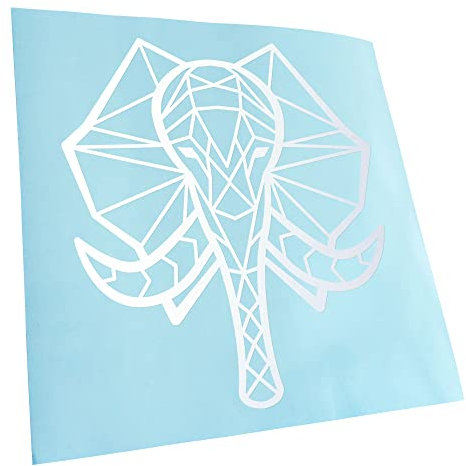 Kiwistar - Autoaufkleber - Elefant Rüssel Polygon - mattweiss - 11x10cm - Aufkleber für Auto, Laptop, Fahrrad, LKW, Motorrad mehrfarbig JDM Decal Racing