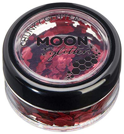 Classic Chunky Glitter by Moon Glitter - Red - Cosmetic Festival Makeup Glitter for Face, Body, Nails, Hair, Lips - 3g