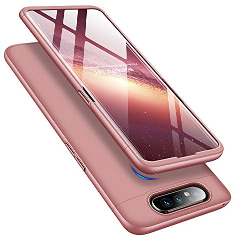 MRSTER Samsung A80 Case, 3 in 1 Ultra Thin Hard PC Case Premium Slim 360 Degree Full Body Protective Shockproof Cover for Samsung Galaxy A80. 3 in 1- Rose Gold