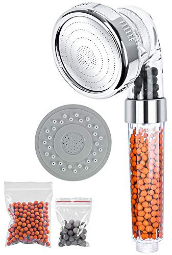 Ionic Shower Head Handheld High Pressure Water Saving 3 Modes Adjustable Filter Showerhead for Hard Water Low Water Pressure Contains Additional Replaceable Stone