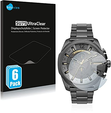 Savvies 6 Stück Schutzfolie für Diesel Chronograph DZ4466 Displayschutz-Folie Ultra-Transparent