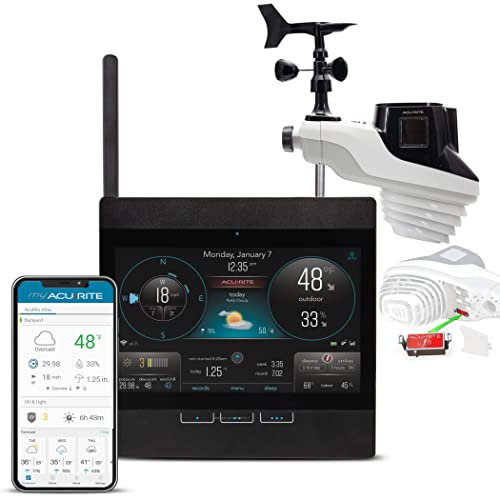 ACURITE Atlas Professional Weather Station with Direct-to-Wi-Fi HD Display with Lightning Detection and Temperature, Humidity, Wind Speed/Direction, and Rainfall (01001M), Black