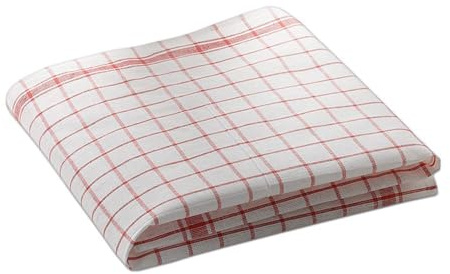 EXNER Gläsertücher, Poliertücher, Küchentücher, Geschirrtücher, Halbleinen, weiß mit Streifen rot, 1 Packung = 5 Stück!