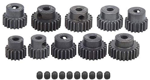 Dilwe RC Motor Gear, 10 Stück/Set 16T - 25T 7075 48P Stahl Motor Zahnrad Ritzel RC Zubehör Geeignet für bürstenlose 1/8 1/10 Motoren
