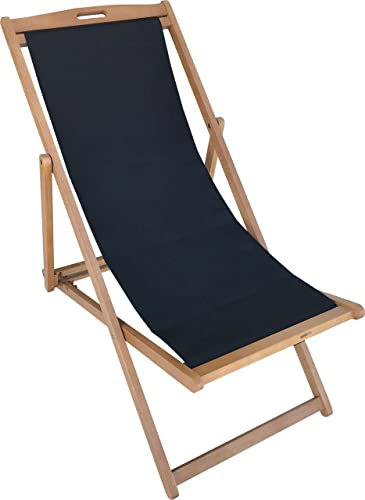 Trend Line Liegestuhl Eukalyptus Holz Sonnenliege schwarz Strandliege