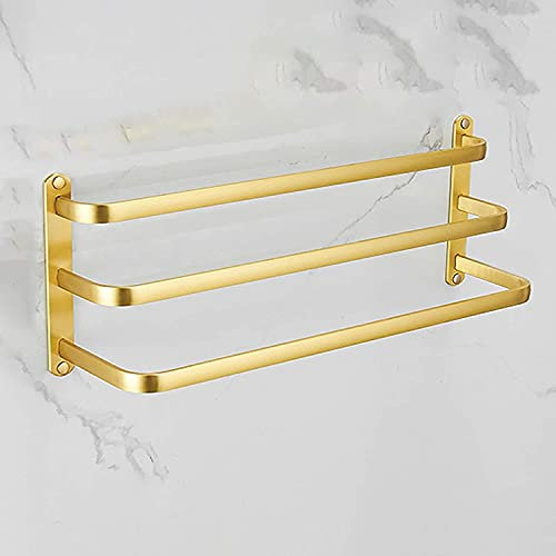 Porte-Serviettes Murale en Aluminium pour la Salle de Bain montée Murale, Porte-échelle de Serviette doré brossée, Barre de Bain à Rouille, Porte-Serviettes en Aluminium, Or 50cm / 20in