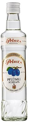 Prinz - Pflümli Schnaps | Traditionelle Schnapsspezialität aus saftigen Haus-Zwetschken | Fruchtig-intensiv | Im Steingut gereift, 40% vol, 0.35 l
