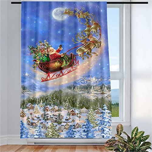 Violetpos Vorhänge Gardinen für Wohnzimmer Schlafzimmer 1 Stück Frohen Weihnachtsmann Weihnachten 117x138cm W/H
