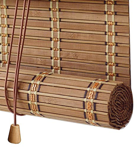 FENGSHOUU Retro Bambus Rollo Jalousine Bambusrollo,Bambus Raffrollo,Natur Lichtfilter Holzrollos,Sonnenschutz und Sichtschutz Seitenzugrollo Für Fenster und Türen,Anpassbar (W160xH300cm/63x118in)