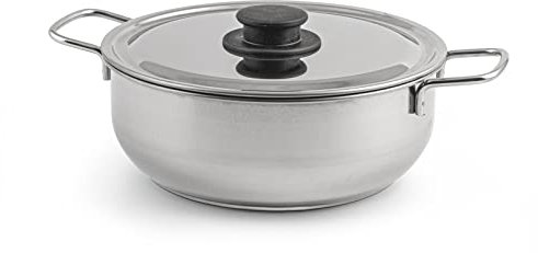 Royal Norfolk Casseruola con 2 Manici, Realizzata in Acciaio Inox, Misura 22cm, è Compresa di Coperchio, Lavabile in Lavastoviglie, Classico e Igienico 100%, Prodotto Originale e Certificato, Grigio