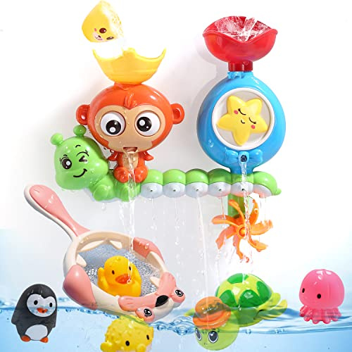 Bath Toy Set for Toddlers with Floating Squirting Toys – Bathtub Water Play Toys, Great for Boys and Girls