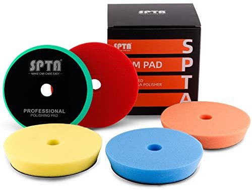 SPTA 5tlg 150mm Polierschwämme Wachs Schwämme Polierschwamm Auto Polierschwamm Polierpad Polieren Pad Schwamm Polierschaum Set für 150mm Exzenter Poliermaschine Schleifmaschine