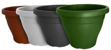 Jardin202 - Maceta Mediterranea Circular de plástico para Plantas y Flores | Drenaje incorporados | 60 cm (Gris)