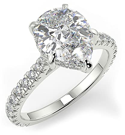 WSX Real Gold 2ct Pear Engagement Wedding Ring for Women Moissanite 9k/14k/18k Solitaire Promise Ring Name Custom