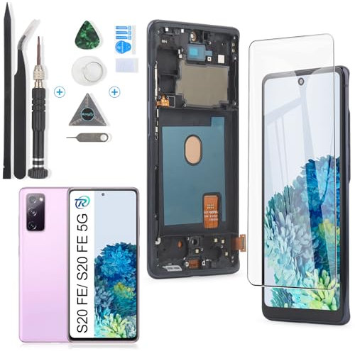 RongZy Écran de Rechange pour 6.5 Samsung Galaxy S20 FE/Galaxy S20 FE 5G/S20 FE 2022 Écran LCD + Vitre Numériseur Tactile Capteur Assemblé Remplacement pour G780F G781B G781NK(Noir avec Cadre)