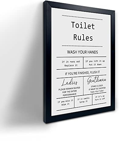 Toilettenregeln Zitate Badezimmer Schild – Lustige Badezimmer Dekor Badezimmer Schilder, lustige Badezimmer Wandkunst, Badezimmer Dekor Schilder, WC-Kunst, Gästebad Wanddekoration