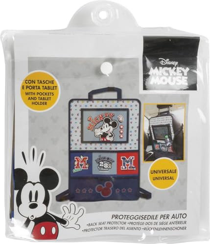 Tataway Disney Proteggisedile portaoggetti Tablet Organizer auto per bambini di colore grigio e blu con il simpatico topolino Mickey Mouse