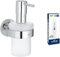 GROHE Start - Seifenspender mit Halter (Füllmenge 160ml, Material: Glas/Metall, verdeckte Befestigung, langlebig), Chrom, 41195000 + Kleber für Badaccessoires