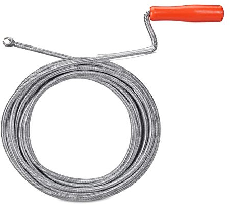 Relaxdays 1 x Rohrreinigungsspirale mit Kralle, mechanische Rohrreinigung, WC, Dusche, Waschbecken, Stahl, 9mm x 10m, Silber