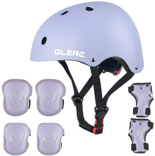 Glerc - Casco de protección para niños y niñas, 3 – 8 años de Edad, monopatín con Rodillo de protección Ajustable, Color Morado