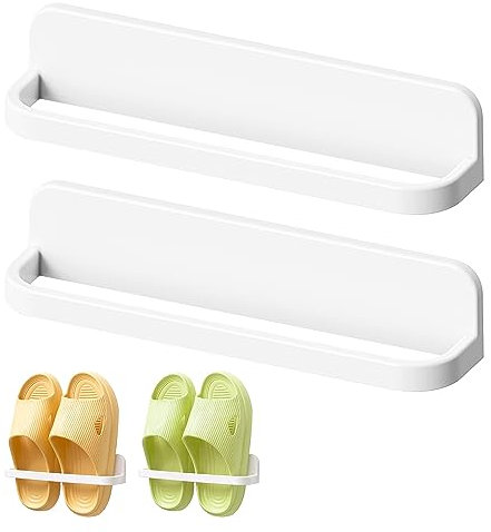 Scarpiera da Parete Porta Scarpe Autoadesiva a Muro, Portapantofole Bagno Porta Ingresso Casa, Plastica Scarpiera Salvaspazio Slim, Mini organizer scarpe, scarpiera fai da te, 2 Pezzi, Bianco