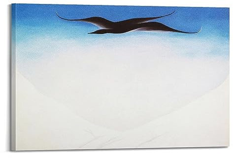 Georgia O'Keeffe Poster Ein schwarzer Vogel mit schneebedeckten roten Hügeln, coole Kunstwerke, Gemälde, Wandkunst, Leinwanddrucke, hängendes Bild, Heimdekoration, Geschenkidee, 40 x 60 cm