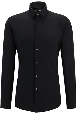 BOSS Herren P-HANK-s-C1-222 Slim-Fit Hemd aus funktionalem Stretch-Jersey Schwarz001 43