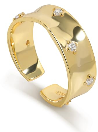Meissa Bague plaqué or femmes Bague étanche et délicate Bague de promesse Bijoux célestes Taille reglable 49-56,5 Cadeaux d'anniversaire, Or