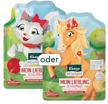 Kneipp Naturkind Schaumbad Mein Liebling, Badezusatz mit pflegendem Mandel-Öl und Wassermelonen-Extrakt für magischen Badespaß, fruchtiger Wassermelonenduft und rotes Wasser, ab 3 Jahren, 40 ml