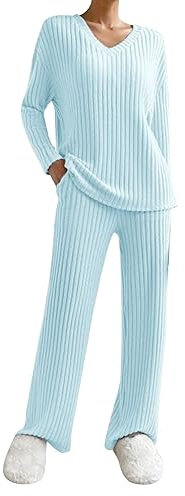 callmo Damen Skims Dupe Slim Fit 2 Stück Set Langarm Crop Top und Low Rise Flare Pants Yoga Trainingsanzug Lounge Set