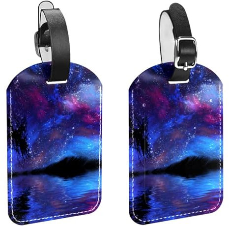 FVQL Gepäckanhänger, strapazierfähig, für Rucksack, Koffer, Ausweishalter, Taschenanhänger, Sterne, Stern, Mond, Meer, 2 Stück