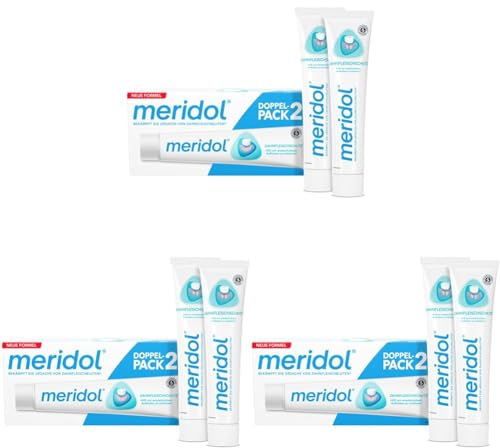 meridol Zahnpasta 2x75ml - Zahncreme bekämpft Zahnfleischentzündungen, antibakterieller Effekt (Packung mit 3)