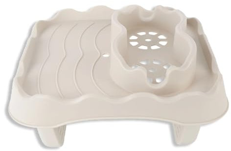 Gsycle Hot Tub Drinks Holder and Snack Tray, Adjustable Foldable Bathtub Side Table Nonslip Caddy Holds 2 Drinks Hot Tub Accessories with Drain Holes for Intex PureSpa Swimming Pool Bathtub(Beige)