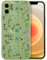 RALEAVO Flower Case for iPhone 12, Liquid Silicone Shockproof Protection Case Cover for Girls Women with Aesthetic Cute Floral Patterns Soft Slim Phone Case for iPhone 12 6.1-Green