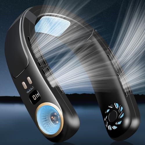 UOFON Neck Air Conditioner Portable Neck Fan Rechargeable Bladeless Neck Fans that Blow Cold Air Portable Personal Cooler with Cooling Plate Wearable Personal Fan for Travel Gifts for Women Men