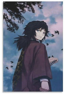 MNABSO Demon Slayer Giyu Tomioka Poster Dekorative Malerei Leinwand Wandkunst Wohnzimmer Poster Schlafzimmer Malerei 12x18inch(30x45cm)