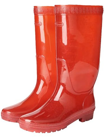 Stivali di gomma da uomo, a gambo lungo, in gomma, impermeabili, da lavoro, colore rosso, taglia 39-44, Colore: rosso, 43 EU