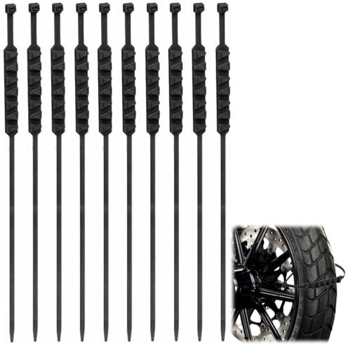 JAMSSOW 10 Stück Motorrad Reifen-Schneekette,Fahrrad Schneeketten,Schneereifen Ketten,Kabelbinder für Skid-Winter-Schneereifen,Wiederverwendbare Verstellbare Anti-Schnee-Ketten(Schwarz)