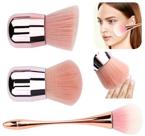 Bekecidi Multifunctional Nail Powder and Makeup Brush Set - Luxurious Rose Gold, Soft Artificial Fiber, 3-Piece Makeup Brush Set