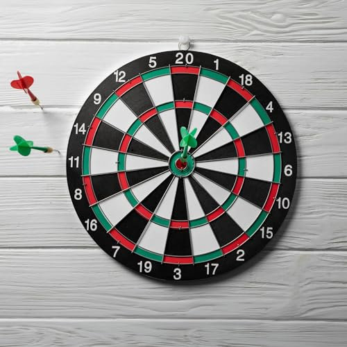 BullTek Dartboard Game 16 Inches (40.6 cm) Double-Sided Target Board with 6 Steel Arrows