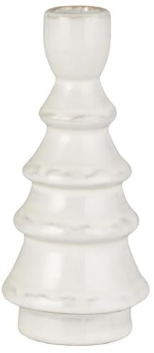 IB Laursen Kerzenhalter Tannenbaum Weiß Keramik für 1 Kerze 16 cm Kerzenständer