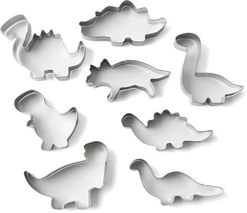 KOLZEMV Dinosaurier Ausstecher keksausstecher Set-8-teilig, dino ausstecher, keksausstecher, Brontosaurus, Spinosaurus, Brachiosaurus, Dinosaurier Plätzchen Ausstecher für Kinder Dino Party