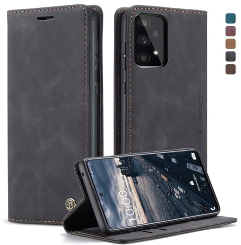 owlhold Coque Samsung A33 5G Housse Antichoc en Cuir PU Premium Fentes Cartes Cartes Etui Pochette de Portefeuille avec Fonction Support Case à Rabat pour Samsung Galaxy A33 5G- Noir
