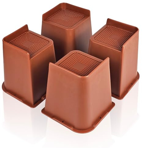 MixDora Bed Risers 6 inch Oversized Furniture Risers Heavy Duty L-Shape Sofa Risers for Couches Table Chair Set of 4 Pack (Brown, 6 inch)